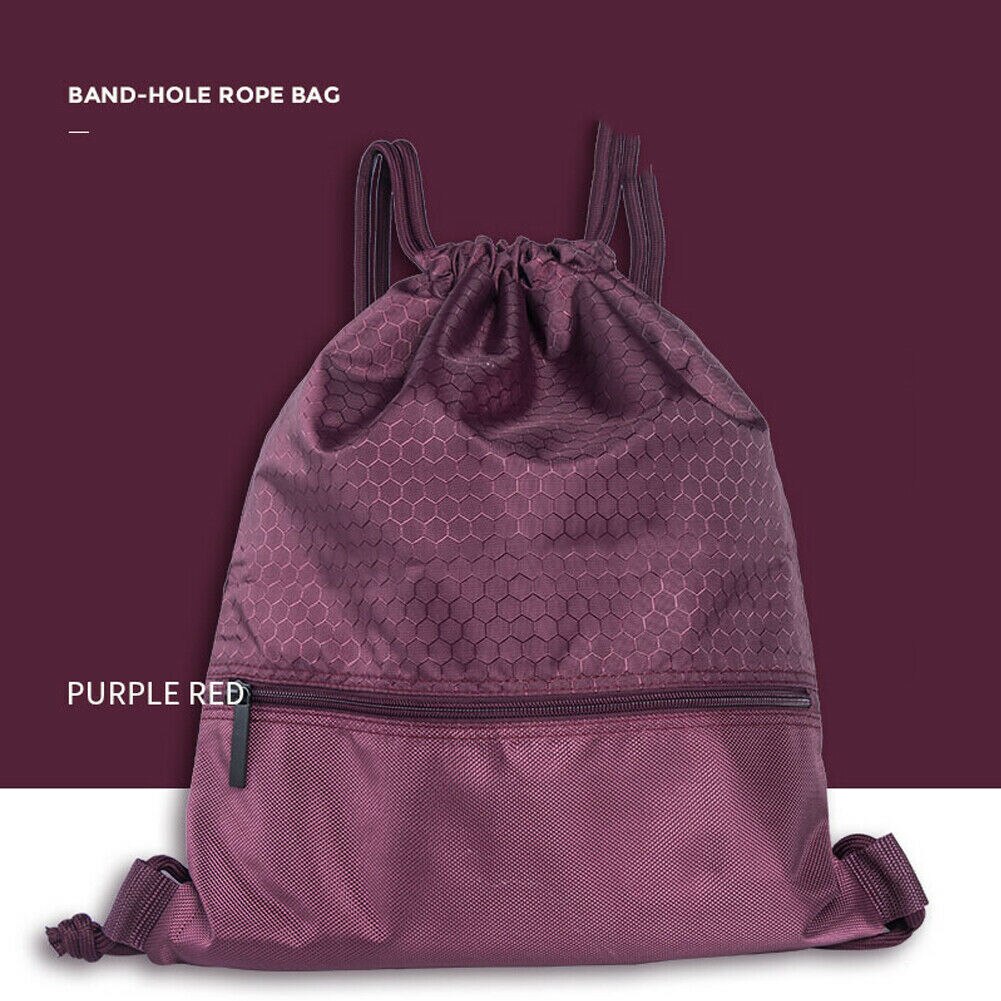 neueste Heiße Mann Frauen Polyester Schnur Kordelzug Zurück Pack schnallen Sack Fitnessstudio Tote Tasche Schule Sport Tasche: Lila