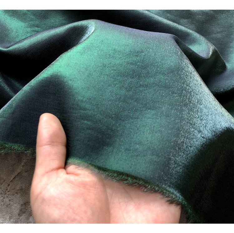 Gekleurde Zijde Linnen-Emerald Green Hoogwaardige Heldere Glossy Zijde Linnen 150Cm Breedte Glad Draperen High Jurk stof AZ001