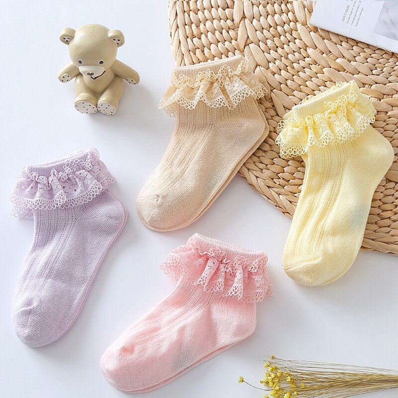 Sunmer Cute Baby Socks Breathable Baby Girl Socks Princess Lace Baby Socks Soft Cotton New Born Toddler Socks Sokken