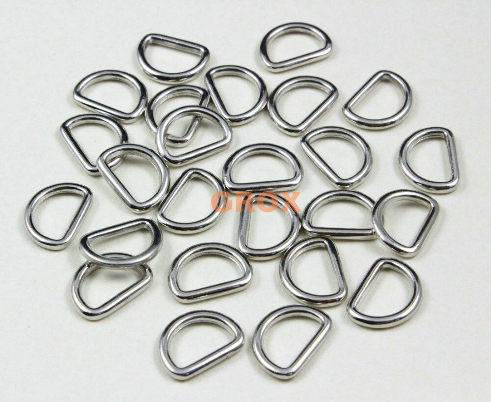 100 Stuks 10mm Nikkel Kleur Gelaste Metalen D Ring Purse Bag Dee Ring