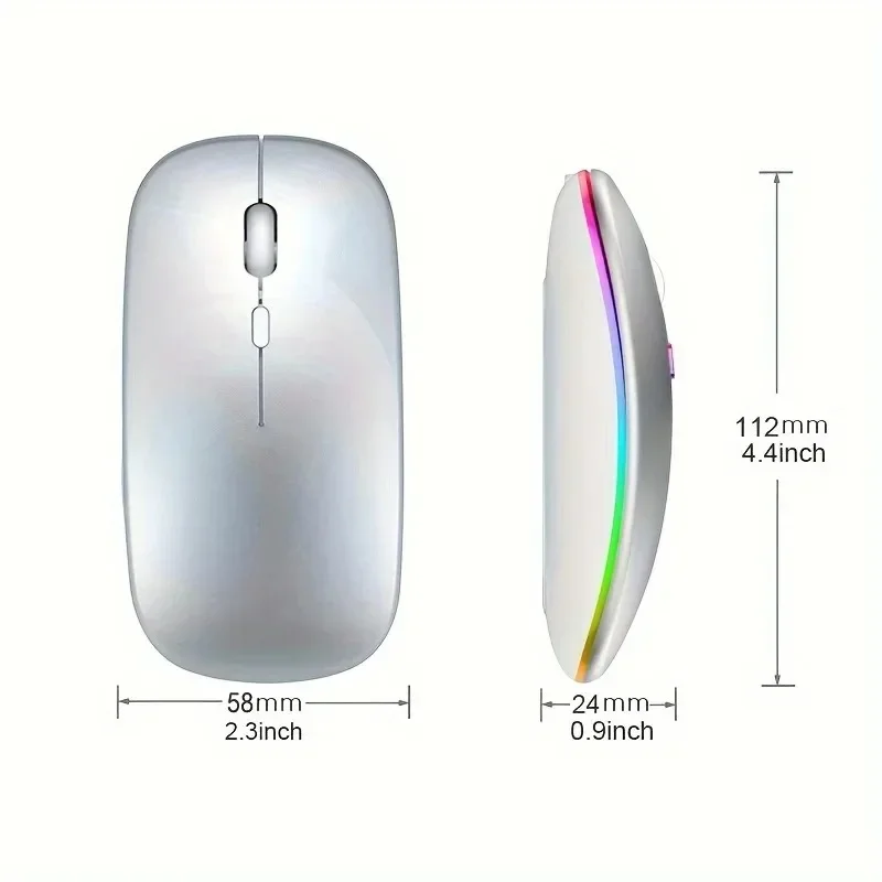 Ratón inalámbrico Bluetooth, recargable por USB, luz LED retroiluminada, 2,4G, modo Dual, ratón silencioso para ordenador portátil, ratón para juegos de PC
