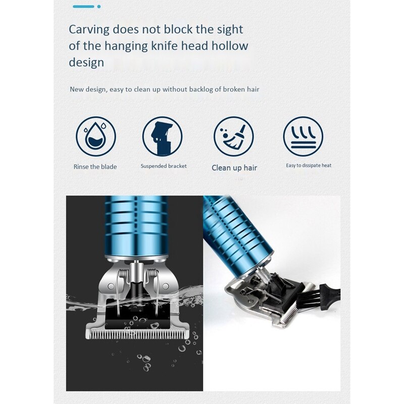 Portable Electric Pro T-Outliner Cordless Trimmer Wireless Hair Clipper Set