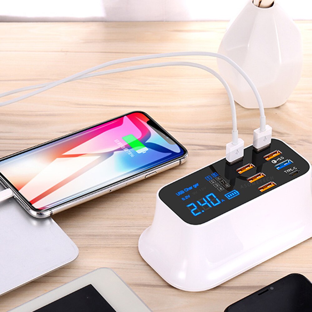 Ricarica rapida 3.0 Smart USB tipo C caricabatterie telefono caricatore USB ricarica rapida presa Desktop adattatore stazione Display a Led per iphone