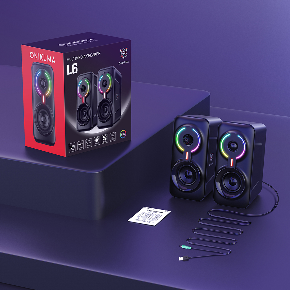 ONIKUMA L6 przenośne głośniki przewodowe do gier Bluetooth Stereo LED Subwoofer komputer stacjonarny PC Laptop 3.5mm Jack voice box