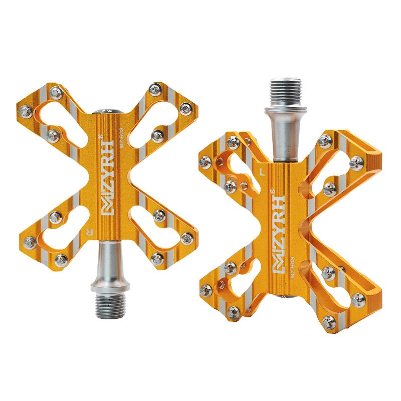 MZYRH 503 Bicycle Pedals MTB Mountain Bike 3Bearing Pedal CNC Machined Aluminum Alloy Ultralight Pedals Road Bicycle Accessories: MZ-503 Gold