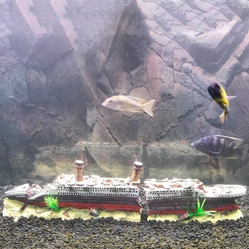 Aquarium Decorations-Resin Ship Decorations, Sunken Ship Decorations, Aquarium Environmental Protection Decorations