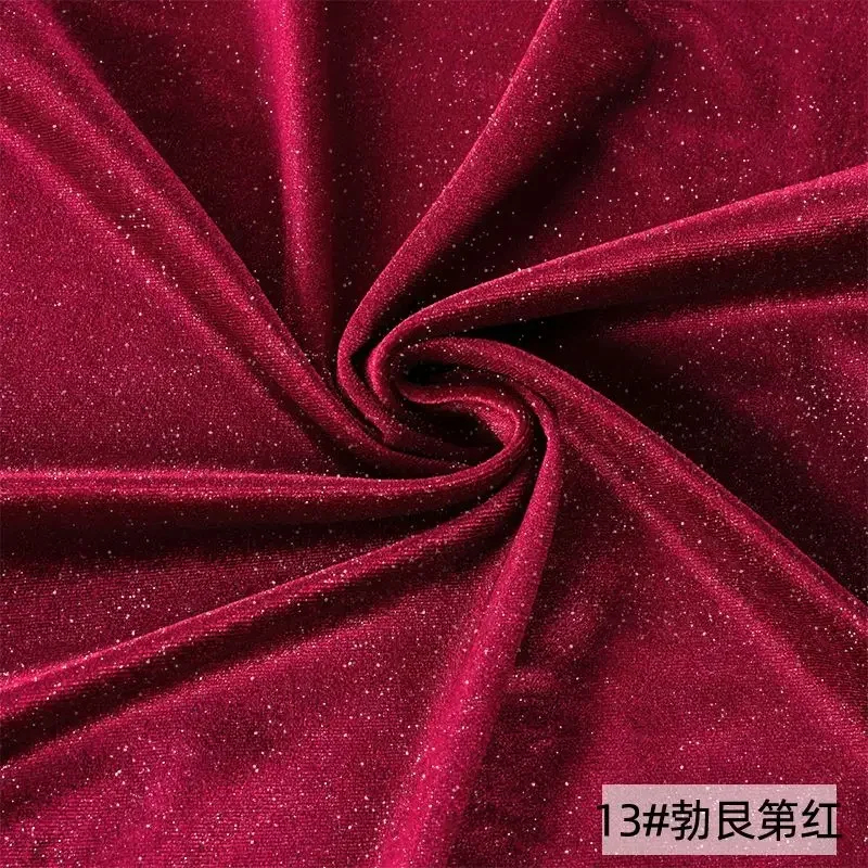 4 Sides Stretch Shiny Velour Fabric By The Meter for Dress Clothes Decoration Sewing Sequins Velvet Cloth Soft Smooth Blue Black: ROYAL BLUE