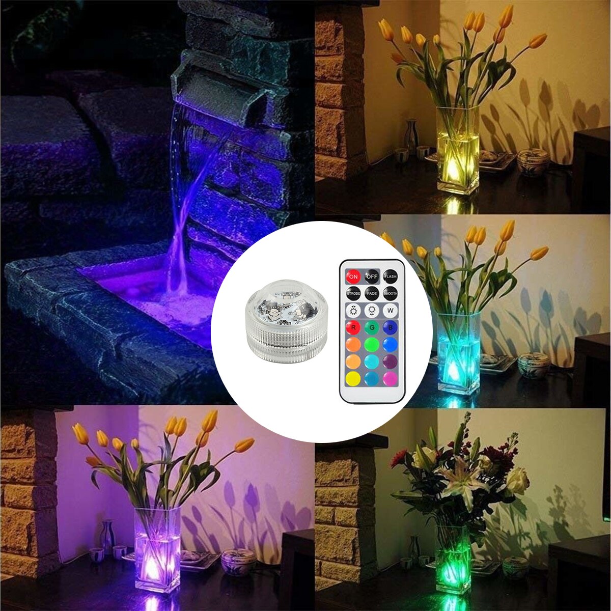 1/10 Pcs Submersible LED RGB Light Decor Lamp with Remote Control Party Vase Wedding Decoration