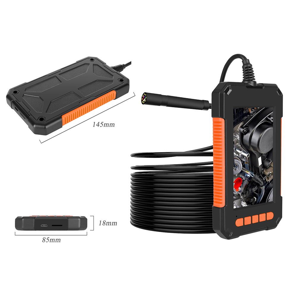 IP67 Waterproof Portable Handheld Industrial Endoscope Borescope with Flexible/Rigid Cable Dimmable LED Light HD Camera 2600mAh
