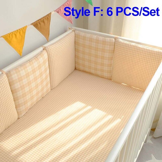 6Pcs Del Bambino Letto Paraurti Mussola di Cotone I Lati INS Nordic Decorazione Della Stanza Nella Culla Per Neonati Culla Protezione Infantile letto cuscino: F