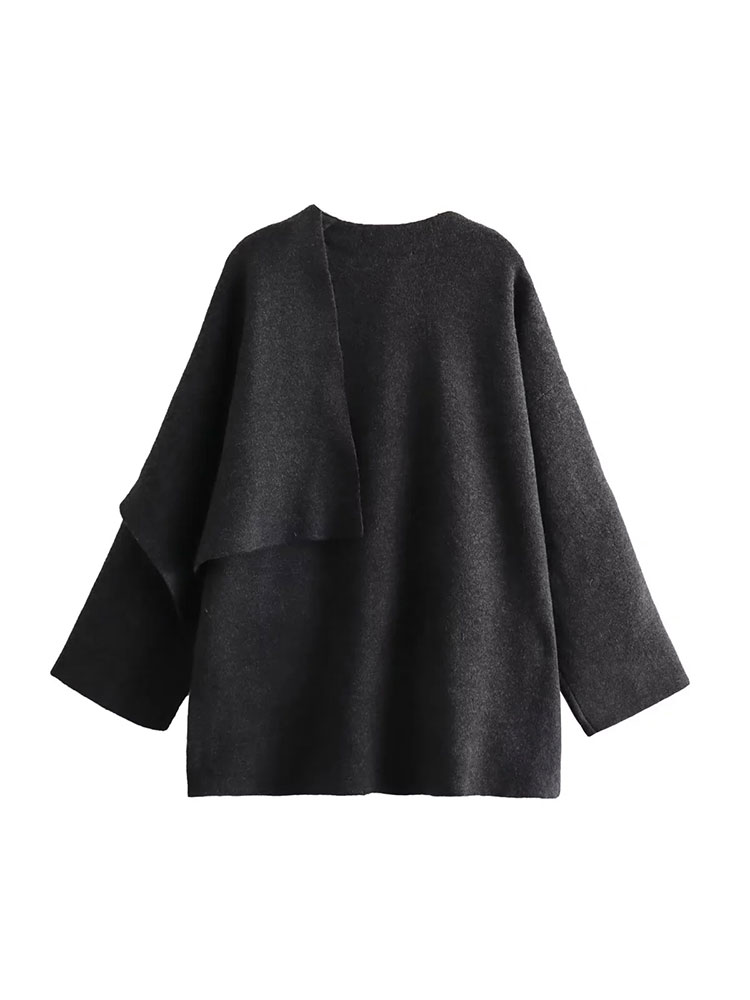 NLZG 2023 Inverno Femminile Sciarpa Cappotto A Maniche Lunghe Lavorato A Maglia Asimmetrica Giubbotti Per Le Donne Streetwear Causale Cappotti da Donna
