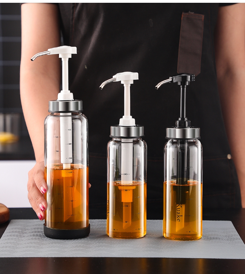 Glas honning dispenser flaske, ketchup salatdressing honning opbevaring klemkrukke