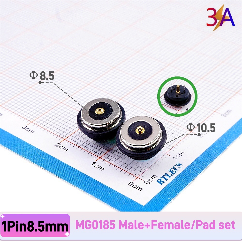 1 Piece Hight Current Pogo Pin Magnetic Connector Spring-Loaded Power Charge Waterproof IPX7 Contact Pad 3A 12V 8.5MM: Pink