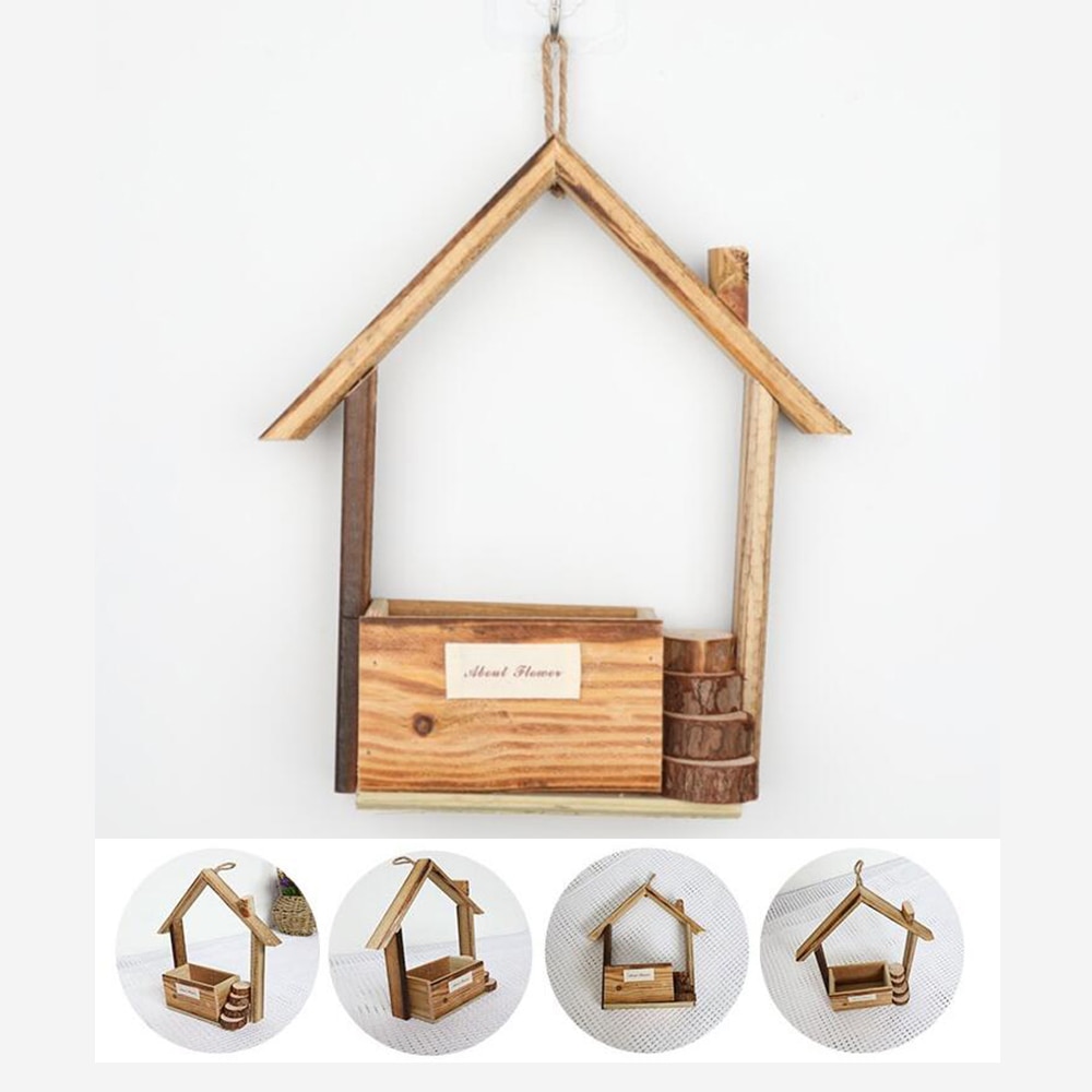 Wooden Hanging Flower Pot Plant Holder Plant Hanger Flower Pots Hanger for Wall Planter Basket Home Garden Balcony Decoration