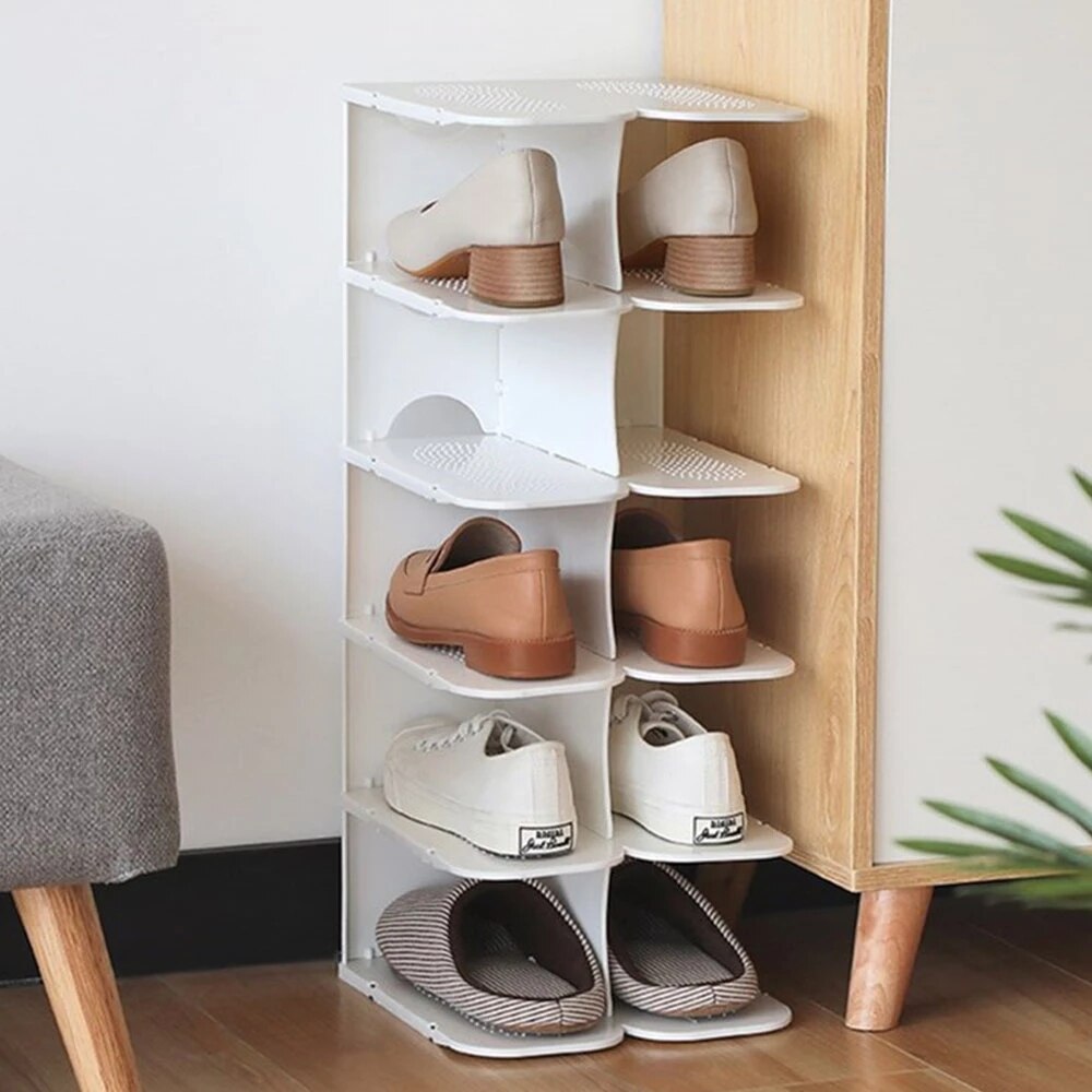 DIY 6 Layers Stackable Shoe Hanger Assembly Integrated Space Saving Shoes Storage Rack Large Capacity Cabinet Shoe Organizer