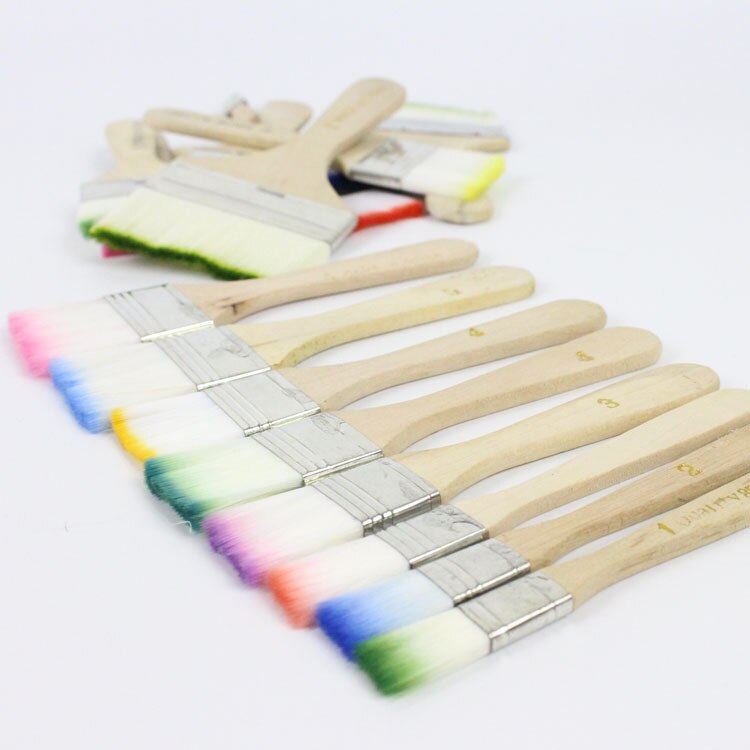 6 Stks/set, Aquarel Veel Kleur Nylon Haar Houten Reiniging Schilderen Art Brush Boord Borstel Aquarel Borstel Olie Verf