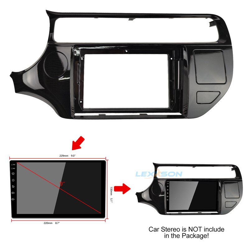 9 Inch Car Fascia For KIA RIO Panel Dash Mount Installation One Din / Double Din Car DVD Frame Trim Kit