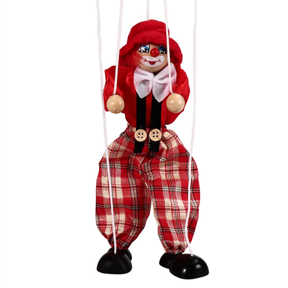 Clown Hand Marionette Puppet Toys Children's Wooden Colorful Marionette Puppet Doll Parent-Child Interactive Toys: Red