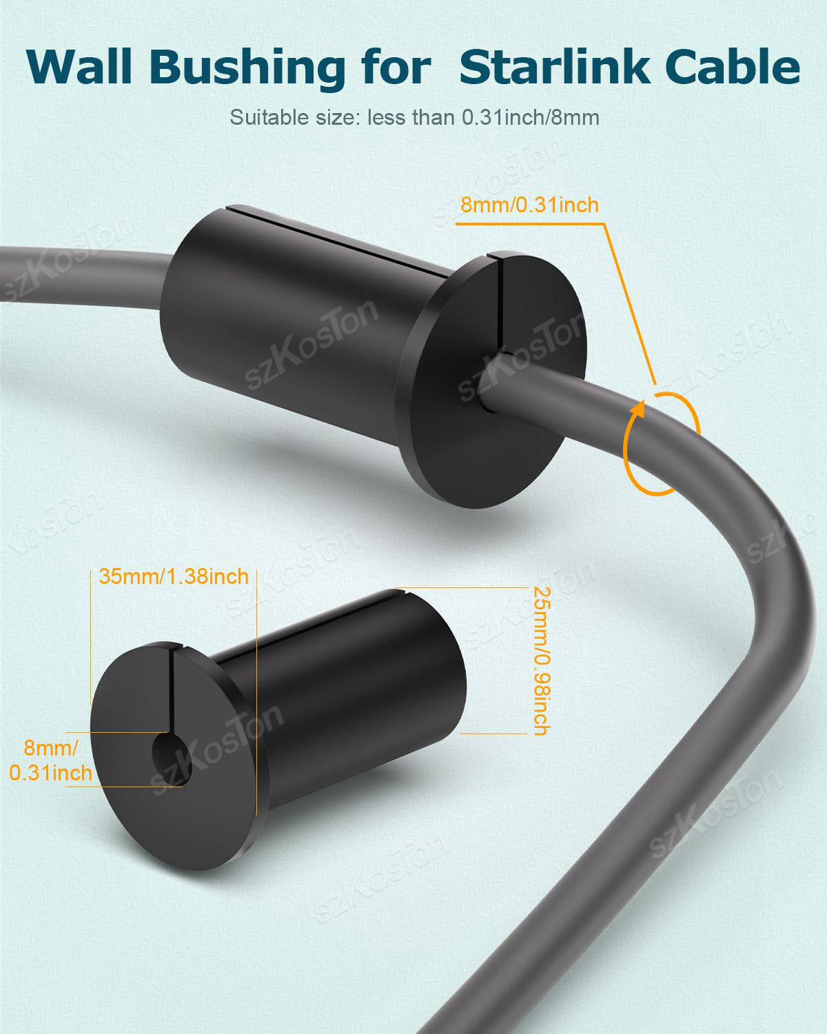 4PCS Rubber Wall Bushing Grommet for Starlink Dishy Ethernet Cable 1 inch Wall Hole Waterproof Cable Routing Kit for Starlink