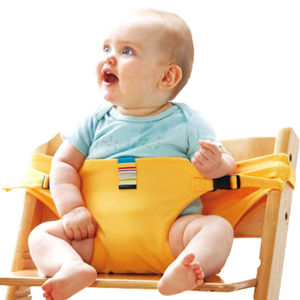 Bærbar babystol spædbarnssæde produkt spisestue frokoststol sikkerhedssele, der fodrer høj sele  m09: Gul