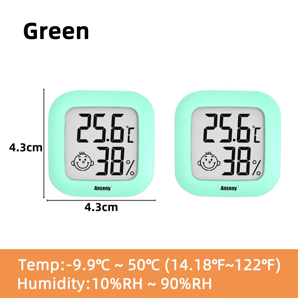 Mini Thermometer Indoor Outdoor Lcd Digitale Temperatuur Kamer Hygrometer Gauge Sensor Vochtigheid Meter Temperatuur Tool HTC-1 HTC-2: Green 2 PCS
