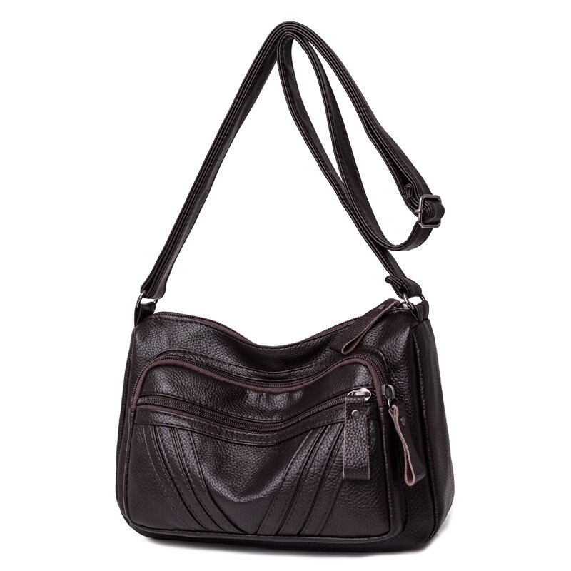 Vintage Schoudertassen Voor Vrouwen Trend Effen Colorpu Leer Vrouwelijke Leisure Crossbody Tas: Coffee Color