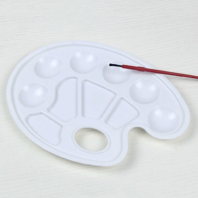 1PC Art Paint Plastic Drawing Tray Color Palette For Oil Watercolour White Painting Pallet 10 Wells with Thumb Hole