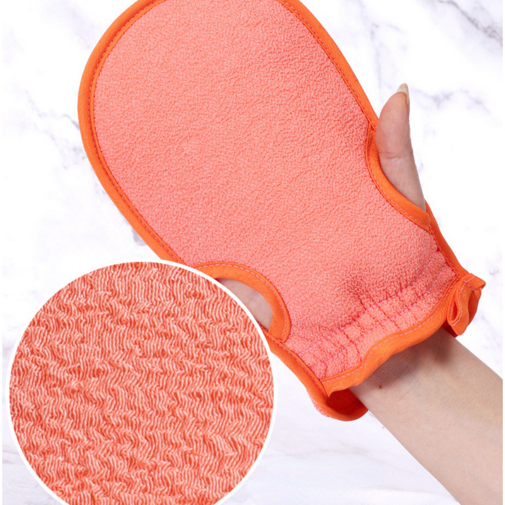 Toalla de doble cara para frotar, manoplas de baño para el hogar, color caramelo, exfoliante, barro, indolora