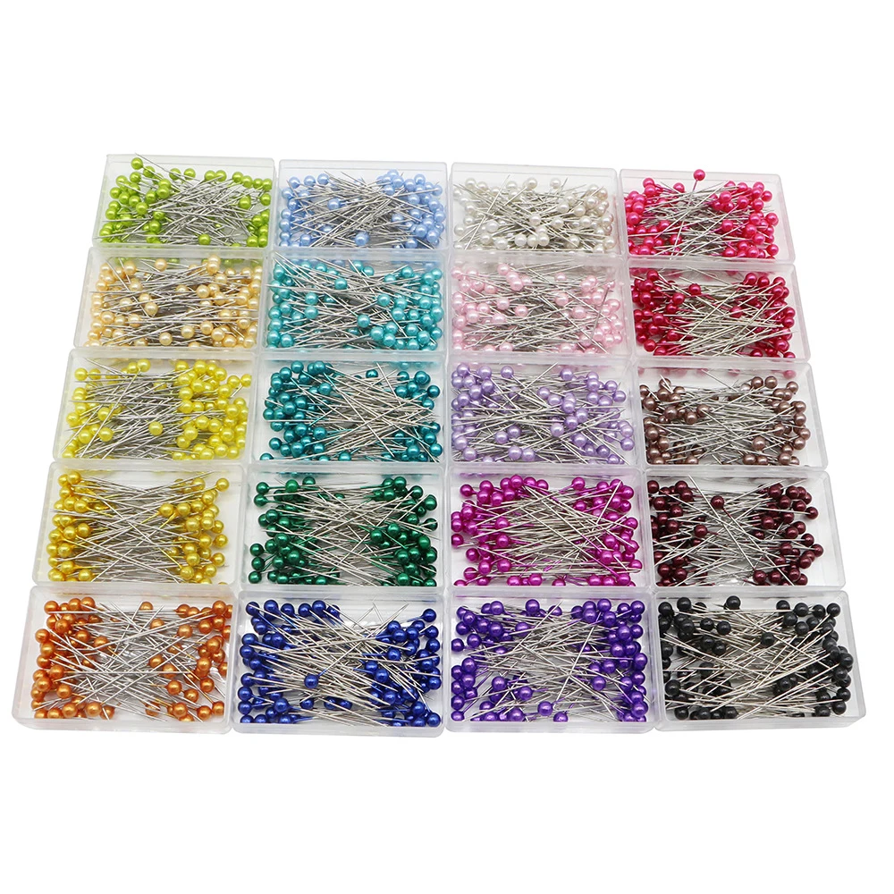 100Pcs/Box Colorful Round Pearl Head Needles Stitch Straight Push Sewing Pins Dressmaking DIY Accessories Positioning Tools
