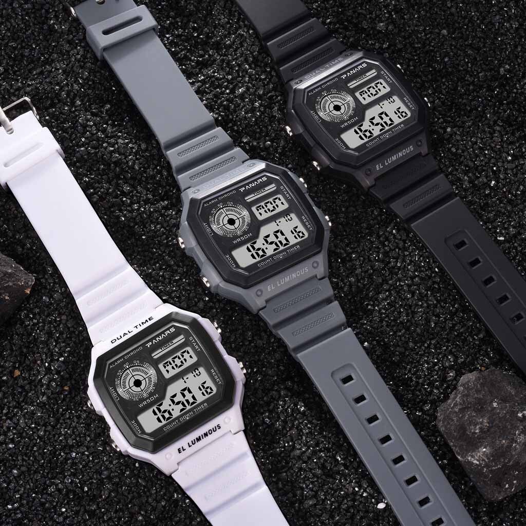 Waterproof Dual Time Personality Men's Multi Function LED Electronic Watch