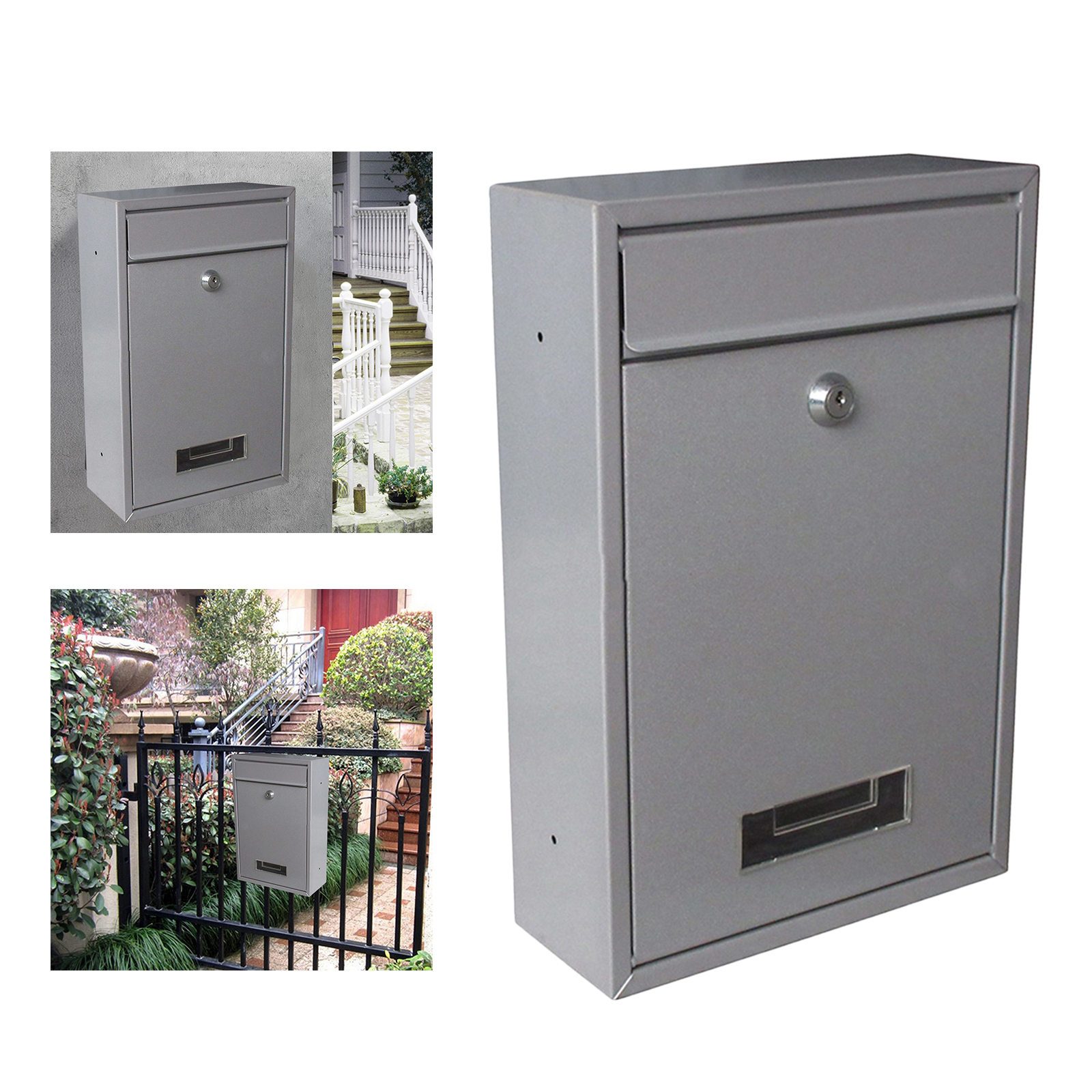 Mailbox Wall-mounted Anti-rust Post Mail Rainproof Lockable Mail Box 2 Keys Gate Decorative Suggestion Box