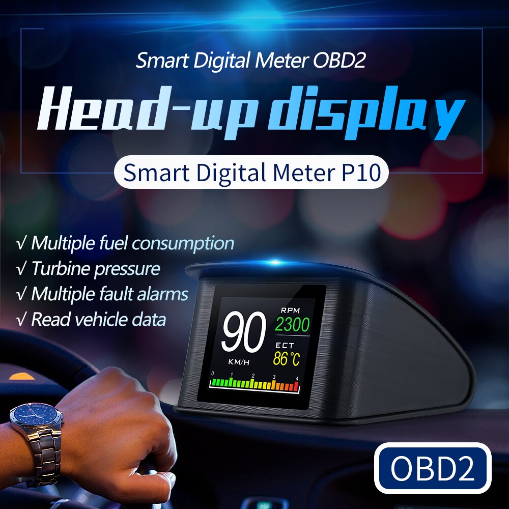 Hud obd 2 bilmålere auto speedometer head up display indbygget computer overhastighed alarm brændstofforbrug temperatur advarsel