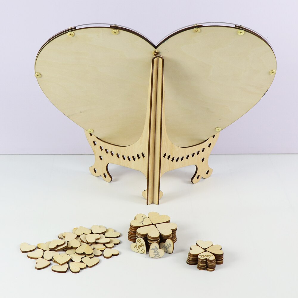 Guest Book 100PCS Heart Wood Vintage Unique Wedding Guest Book Wedding Centerpieces Idea