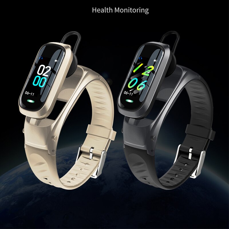 FLUXMOB B9 Bluetooth Headset Smart Bracelet 2 in 1 watch with earbuds Wristband Heart Rate Blood Pressure Sport Earphone and Mic