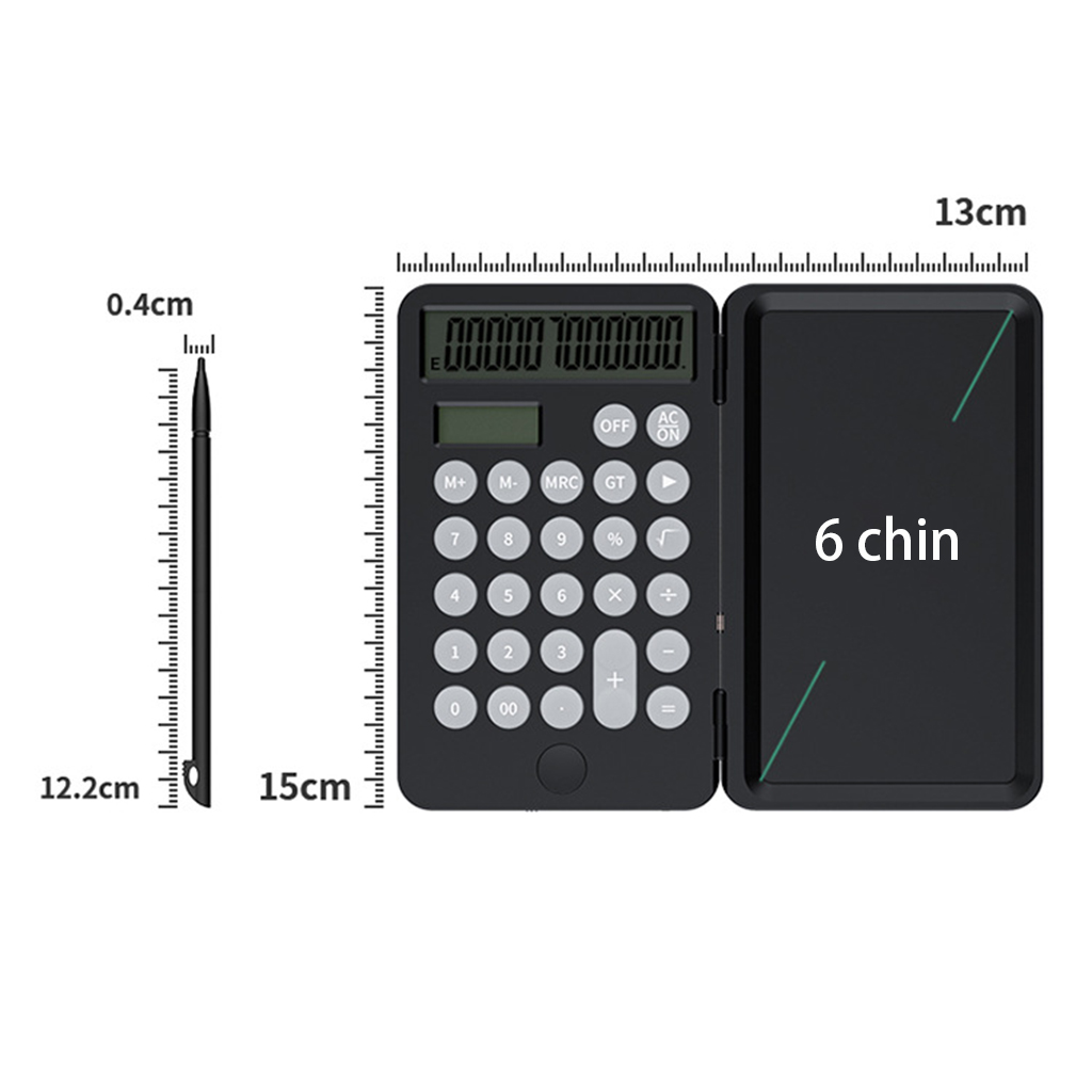 Calculator Writing Tablet Black Memo Pads Standard 12 Digit Hand-Held Battery Desktop Calculators for Home Kids Students