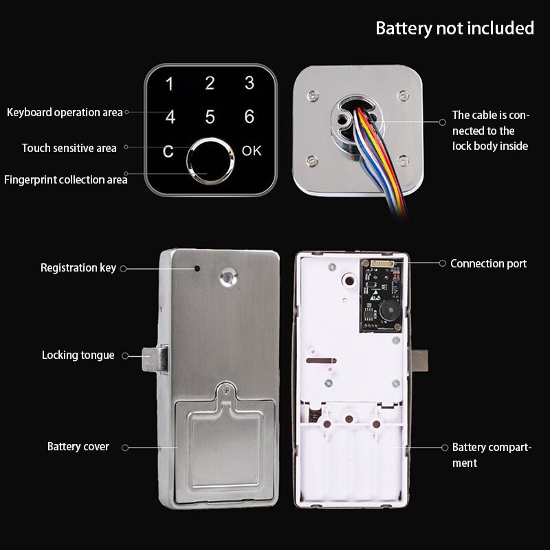 G16 Vingerafdruk Elektrische Kast Lade Lock Keypad Met Twee Installatie Methoden Voor Office Home Bank