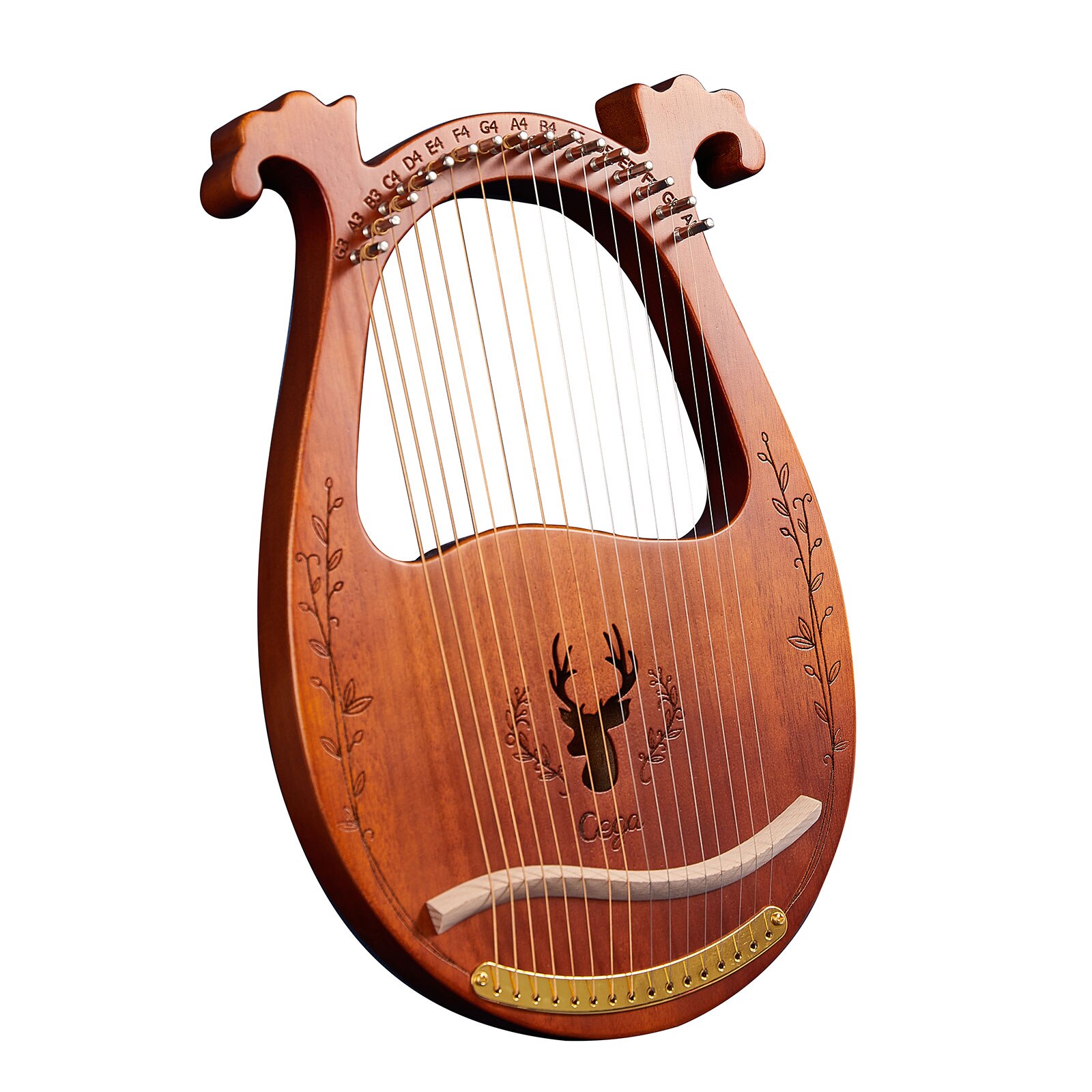 16- -strenget træ lyre harpe resonans boks strengeinstrument med stemmenøgle 3 stk picks strengeinstrumenter