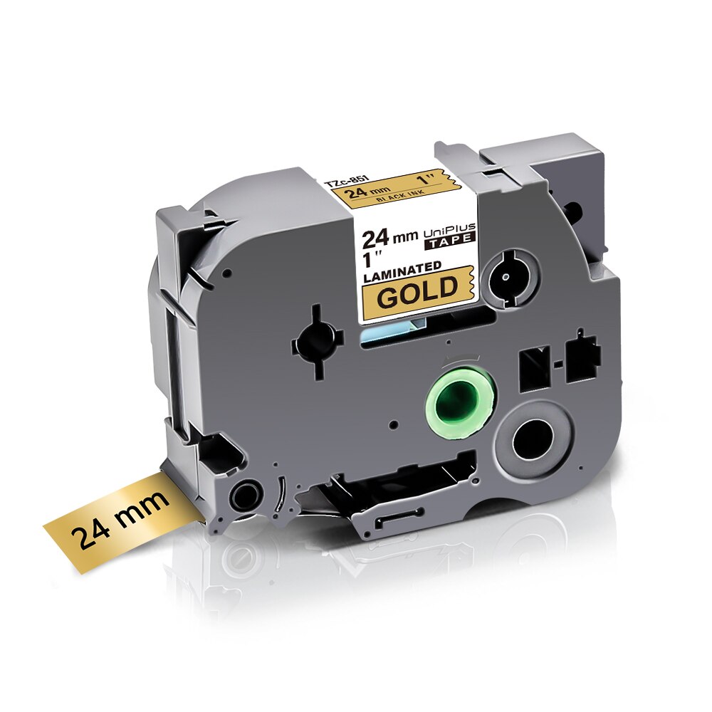 UniPlus 20 Colors 24mm Label Tape 251 Compatible Label Maker Black on White Printer Ribbon Sticky: Black on Gold