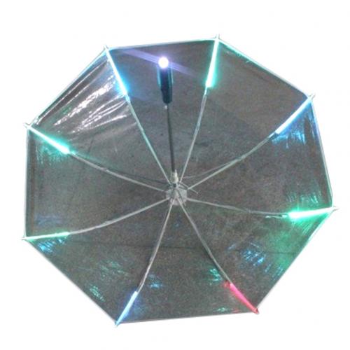 LED Light Transparent Unbrella For Environmental Shining Glowing Umbrellas Party Activity props Long Handle Umbrellas: Transparent