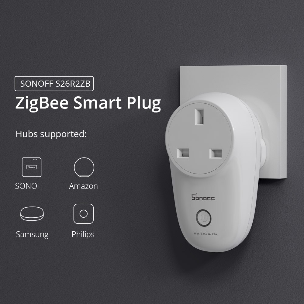 Sonoff  s26 r 2zb zigbee socket plug smart home plug 16a uk/ de/ fr voice remote control switch works with sonoff zb bridge alexa
