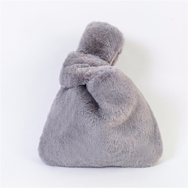 LANMMRE Bag Patroon Persoonlijkheid Imitatie Konijn Faxu Bont Handtas Voor Vrouwen Alle Match Luipaard Print Emmer Zak YF945: gray