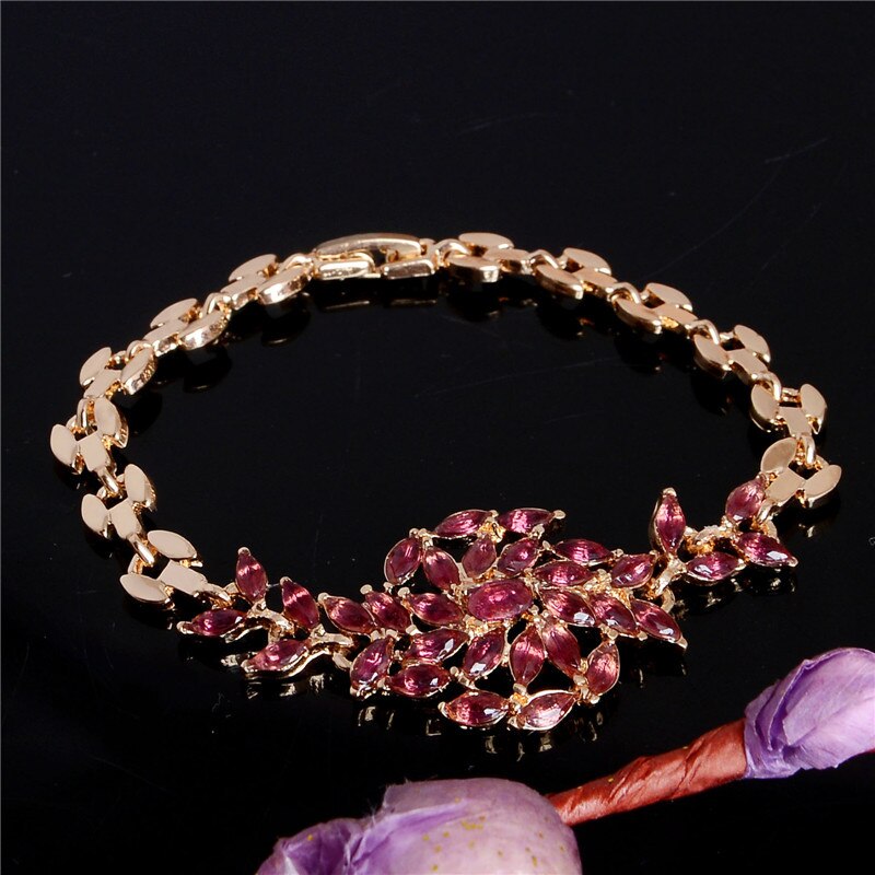 MISANANRYNE Gold Color Chain Shiny Austrian Crystal Beautiful Womens Bracelet Jewelry: 1