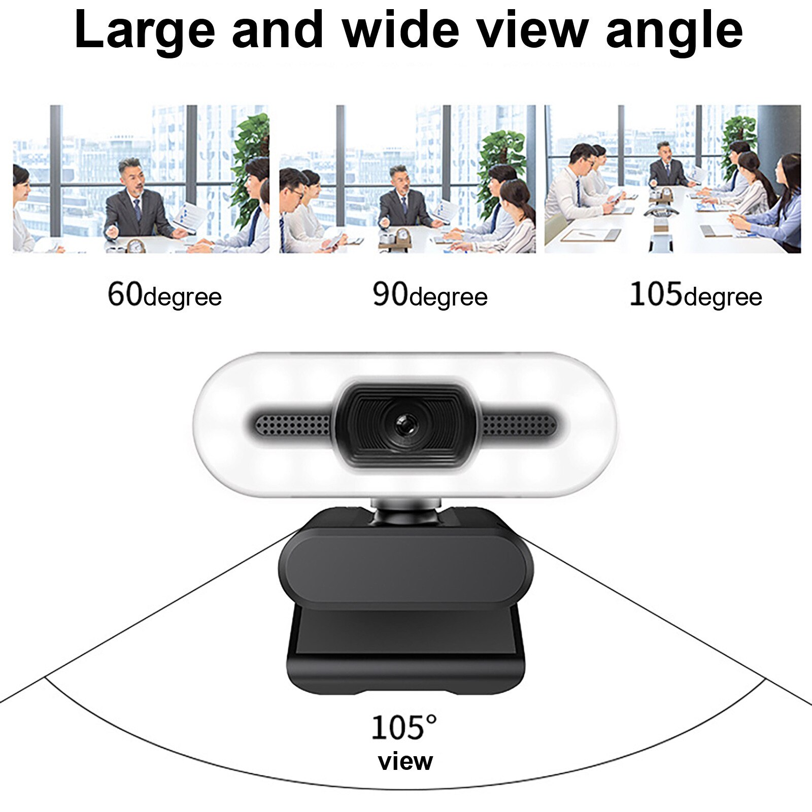 Wired Webcams USB2.0 Plug&Play 2K HD Built-in Mic Touch Control 3Level Ring Light Web Cameras For PC Desktop Laptop