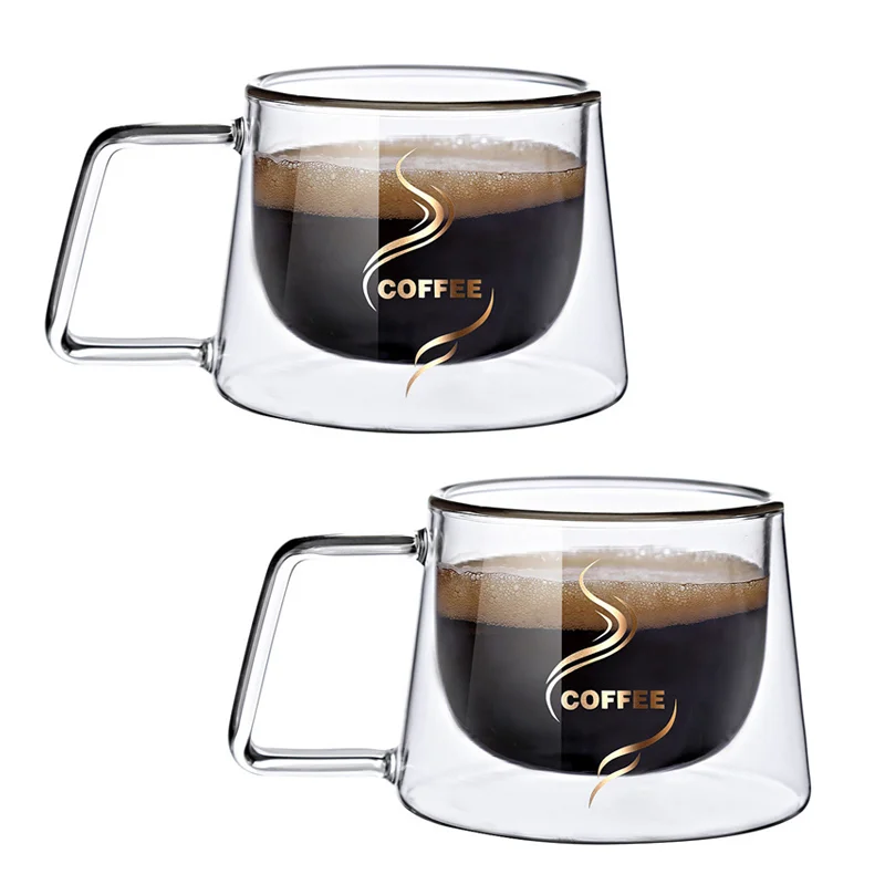200ml szklany kubek robić kawy z podwójnymi ściankami francuski kreatywny kubek żaroodporny kubek robić Espresso kubek termoizolacyjny zestaw naczyń robić picia herbaty i wody