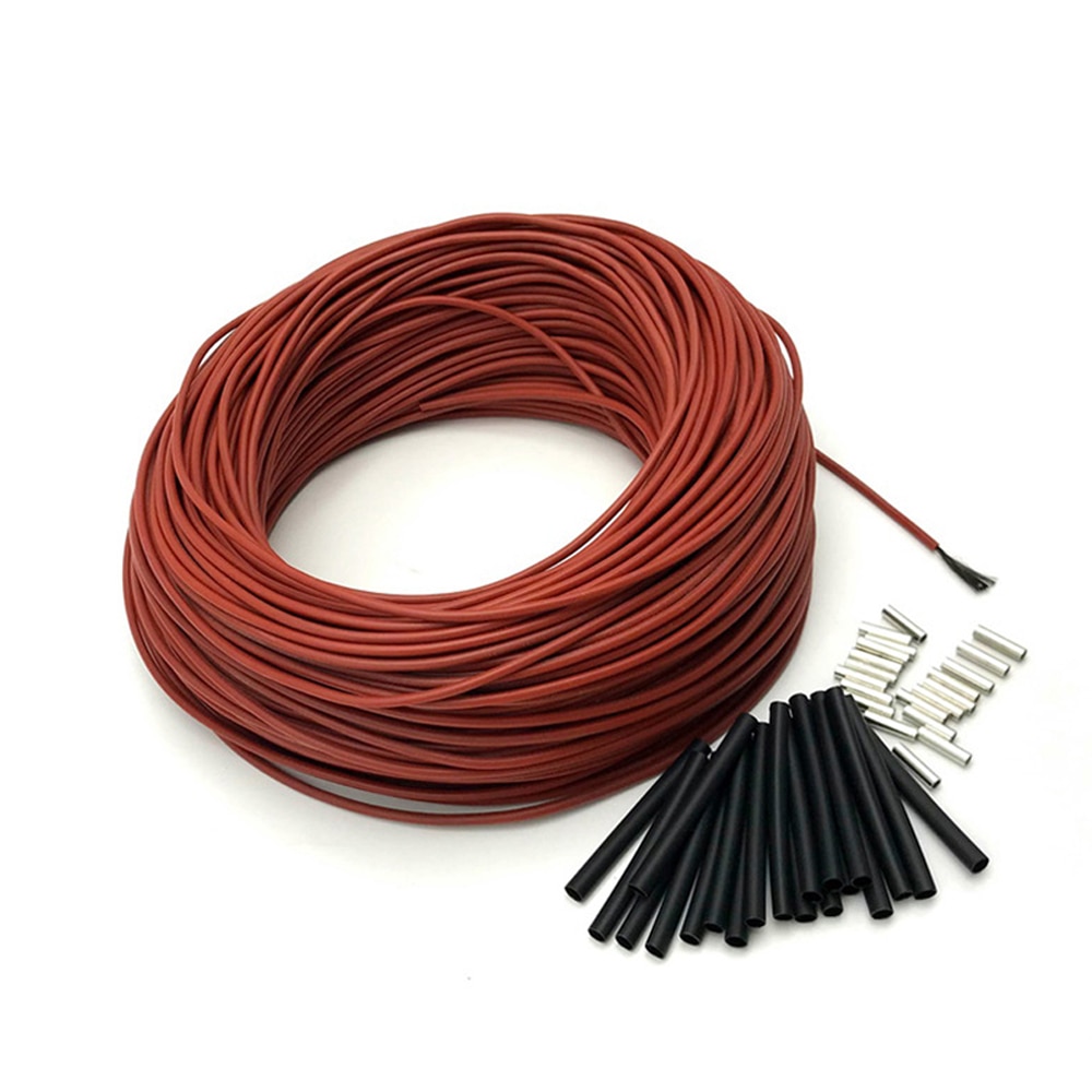 Kul varm gulvvarme kabel fiber varmetråd silikone gummi elektrisk hotline infrarød 220v 10m/15m/50m