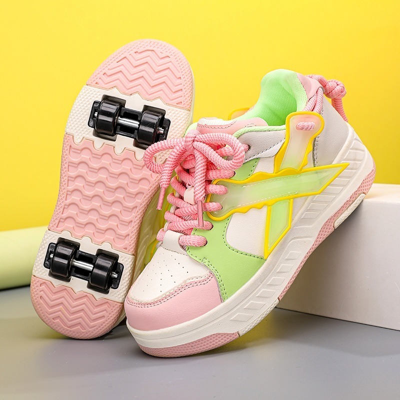 Rollschuhschuhe für Kinder, Jungen und Mädchen, verbesserte modische Turnschuhe mit 4 Rädern für Kinder, vielseitige Rollschuhschuhe, Weihnachten