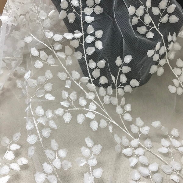 150cm biały 3D ślubna suknia ślubna aplikacja DIY stroik ślubny szalik welon haftowane koronki łatka materiałowa kurtyna darmowa wysyłka