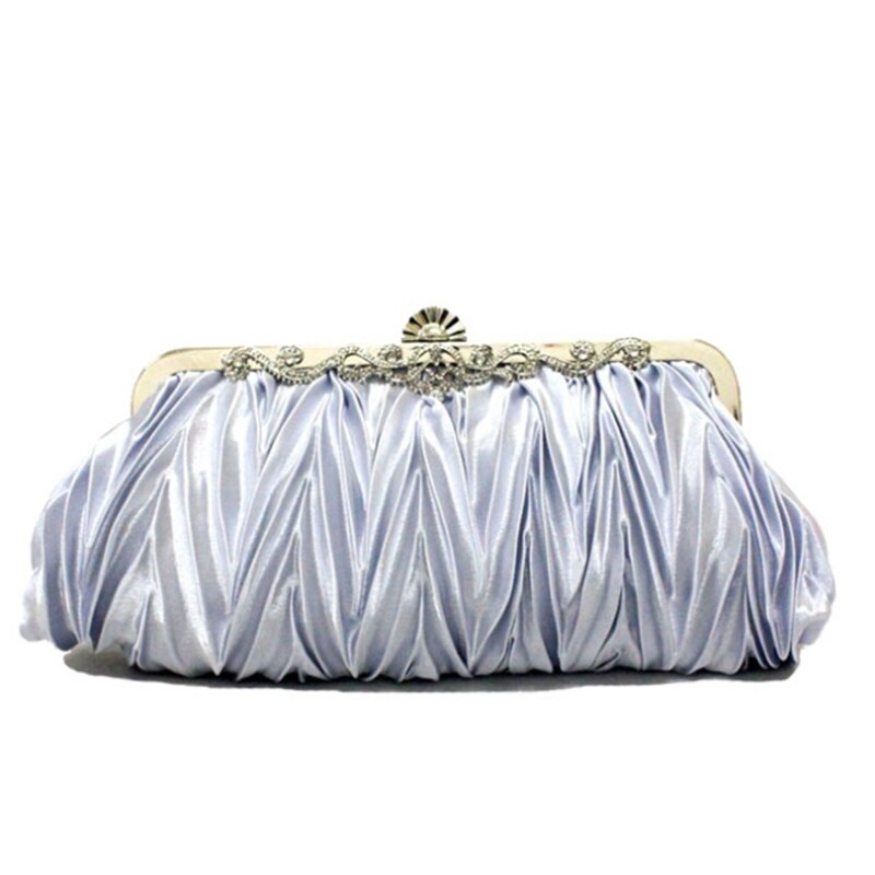 Mode Vrouwen Kleine Dag Clutch Eenvoudige Crystal Lady Party Banket Bruids Avondtassen Dating Handtassen en Portemonnee: silver
