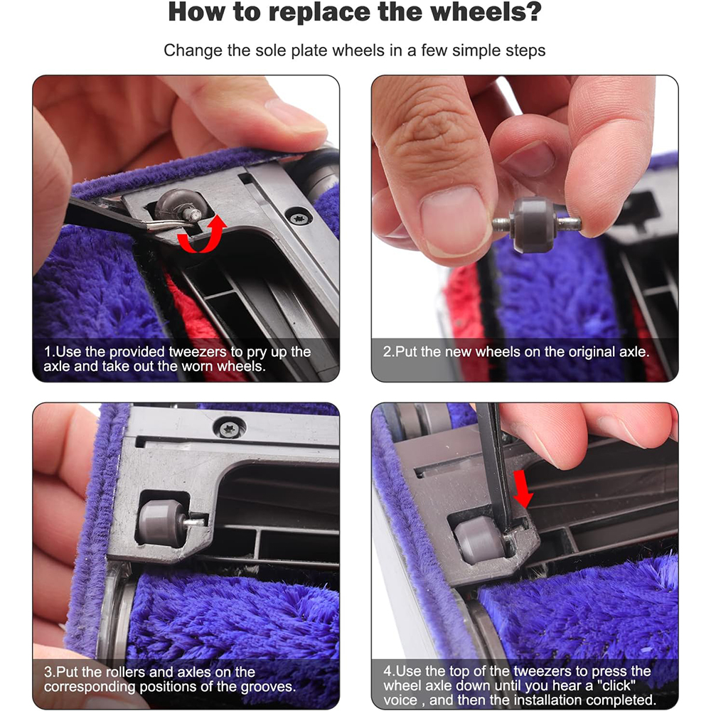 Plush Strips And Soleplate Wheels for Dyson V6 V7 V8 V10 V11 V15 Soft Roller Cleaner Head Strips Felt Strips Replacement Parts