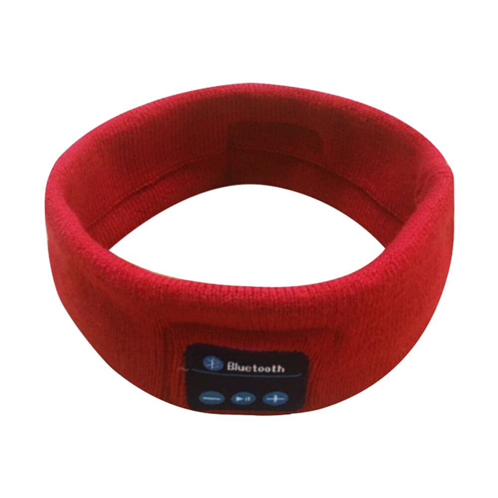 Auriculares inalámbricos con Bluetooth para dormir, cinta para la cabeza de yoga, suave, cálida, inteligente, altavoz inteligente, estéreo, bufanda, auriculares con micrófono: Rojo